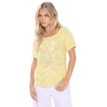 M&Co Women's Yellow Petite Bardot Floral Top