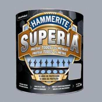 HAMMERITE SUPERIA-Esmalte Antioxidante al Agua Mate Gris 750 ml Protección Antióxido hasta 12 años