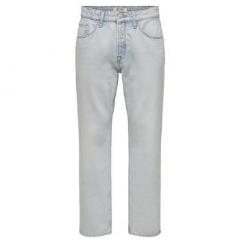 Bleached Blue Edge Straight Denim, 100% Cotton, Width 33 Length 34