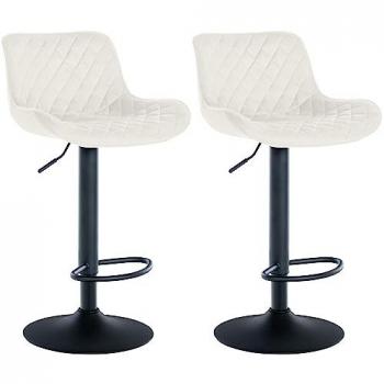 Lot de 2 Tabourets Minosa en Velours Crème