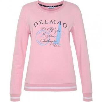 Delmao Classic‑Sweatshirt für Frauen – Roter Kontrast an Bündchen