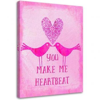 Pink Background Lovebirds Canvas 40x60