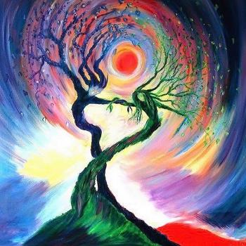 Pittura 5D con Diamante: Croce e Albero, Ricamo in Olio, 30x30 cm