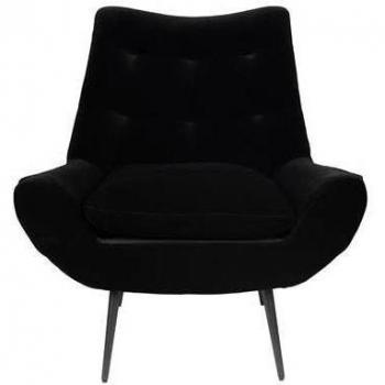 Fauteuil Dutchbone en Velours Noir 80x84x80 cm