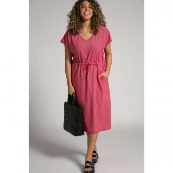Abito midi oversize in cotone a righe, Donna, Rosso, Taglia: 48/50