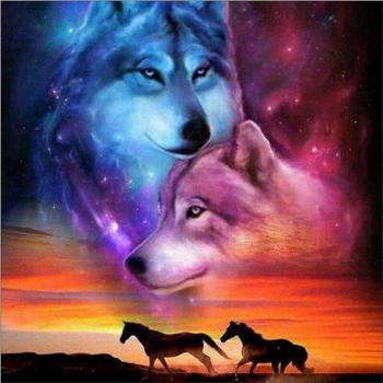 Wild Canine & Equine Diamond Painting – 5D, 30x30 cm