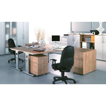Bureau réglable en hauteur Piètement C 80x80cm Chêne Argent