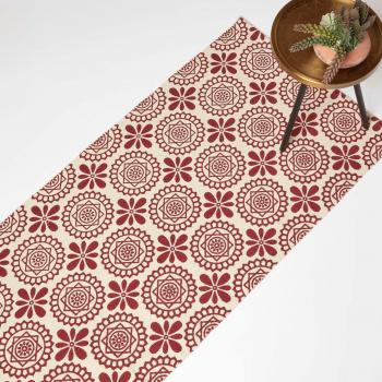 Geometric Cotton Rug in Red by Cassia