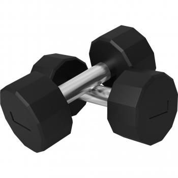 Sportnow 10 kg – Set di manubri a 12 lati in metallo, copertura in gomma, nero