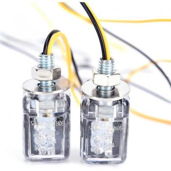 Black 12V Motorcycle Mini Amber Turn Signal Lights