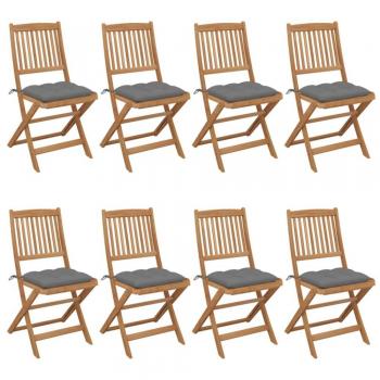 VidaXL Acacia Folding Outdoor Chairs with Cushions