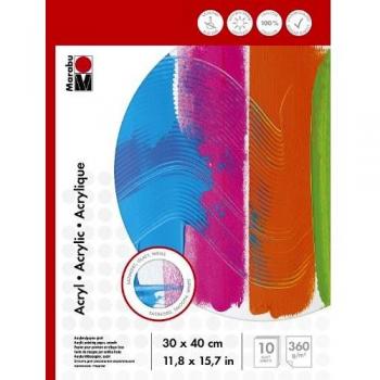 Marabu Malpapier für Acryl, 30 x 40 cm, 360 g/qm, 10 Blatt