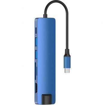 Adaptateur 7-en-1 USB C avec HDMI 4K, 2 Ports USB 3.0, PD 100W, Lecteur de Carte SD/TF