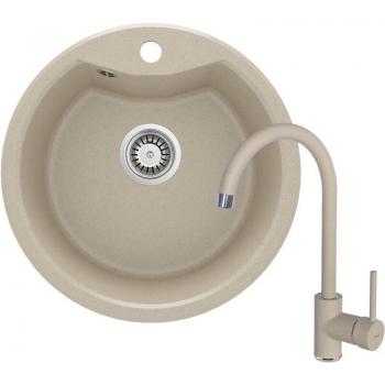 Lavello granito Deante Solis Ø48 cm color avena con rubinetteria ZRSB7803