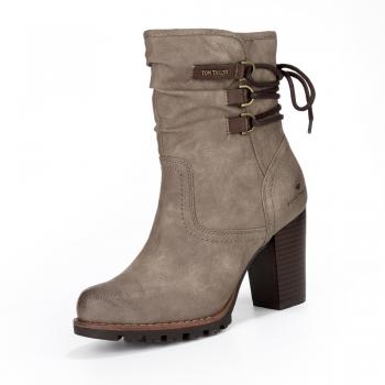 Tom Tailor Damenstiefel 3790204 taupe – Lederlook, Zip, Profilsohle, Größe 36