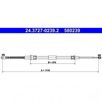 ATE Cable for Parking Brake 24.3727-0239.2