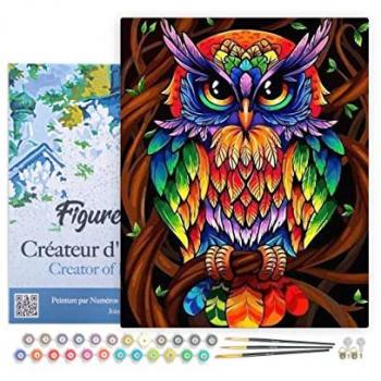 Art Numérique : Hibou Coloré 40x50cm