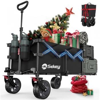 Sekey Bollerwagen Klappbar mit Erweiterbarer Heckklappe 135L & 200L