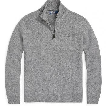 Vêtement d’hiver Ralph Lauren : pull à zip en laine, couleur gris
