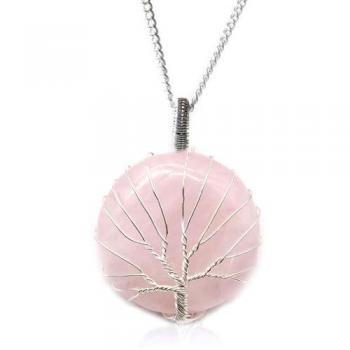 KDMD Rose Quartz Tree of Life Necklace
