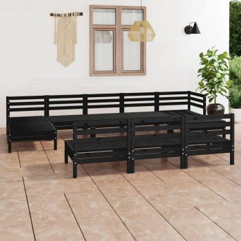 10 Piece Garden Lounge Set Black Solid Pinewood vidaXL
