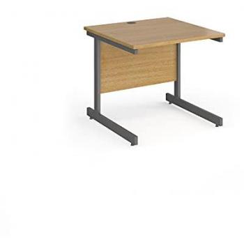 Straight Oak Top Desk with Graphite Cantilevers – Contract 25