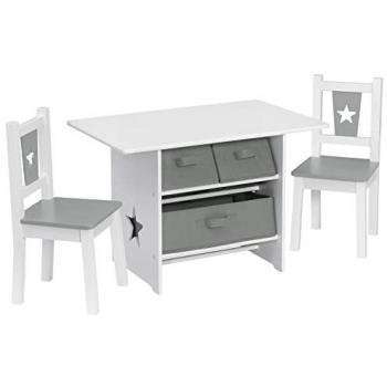Playroom Table Set for Kids with 2 Chairs and 3 Drawers