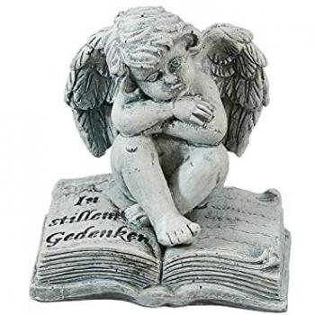 HTI‑Living Grabschmuck: Mini Grabengel grau mit Spruch