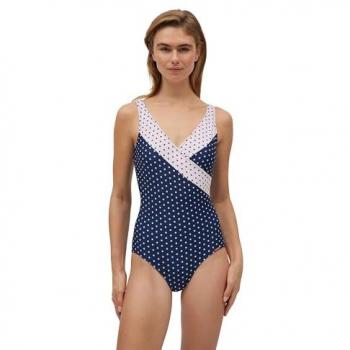 Bañador Elegante Franja Marina y Lunares