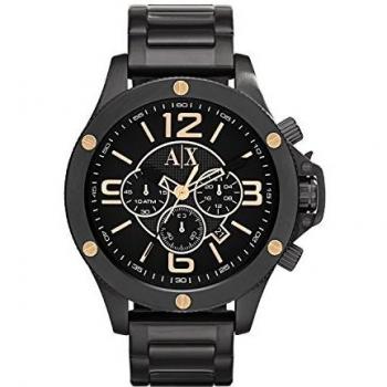 Montre Armanex Hommes 48 mm Bracelet Noir, Quartz, Acier Inoxydable