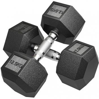 HomeGym Pro 25KG Rubber Hex Dumbbells – Dual Hand Weights