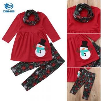 Ensemble Noël Doux pour Petite – Robe, Pantalon, Accessoires 3 Pièces