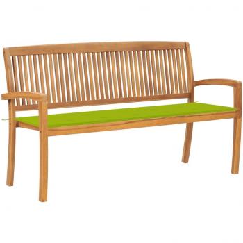 Banc Jardin Empilable VidaXL 159 cm, coussin et teck massif
