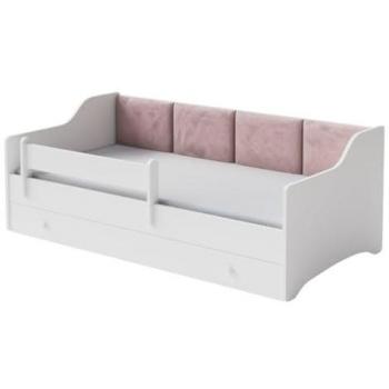 Lit enfant 1001Jouets Paul 160x80 cm Rose – tiroir et barrière amovible