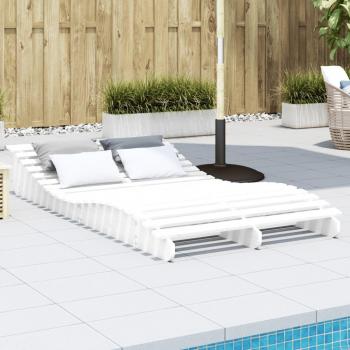 VidaXL Tumbona de madera maciza de pino blanca 205x110x31,5 cm