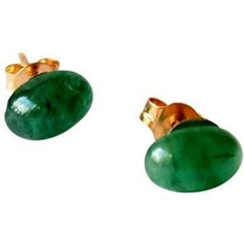 Gemshine Damenohrringe – Smaragd‑Cabochons, vergoldet, grün
