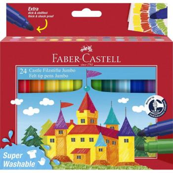 FABER-CASTELL JUMBO Superwashable Fasermaler, 24er Etui