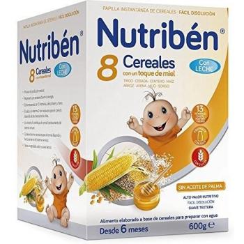 Nutriben 8‑Korn‑Cerealien Honigmilch, 600 g – Baby‑Futter 6+ Monate