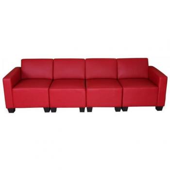 Modularer 4‑Sitzer Sofasatz Moncalieri – Rot & Lyon-Erweiterungen