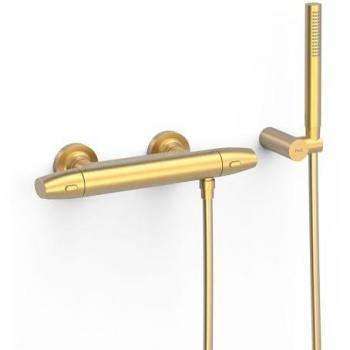Tres Over‑Wall thermostatische Dusche, Aufputz, 24K Goldmatte