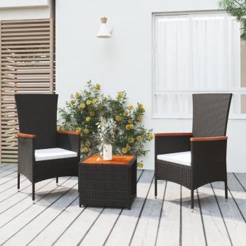 Set Mobili Esterni 3pz Polyrattan e Legno Massello Acacia