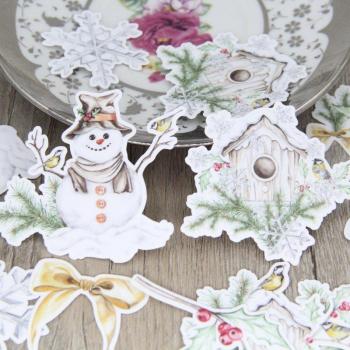 18pcs Winter Snowman & Pine Snowflake DIY Craft Stickers