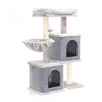 Albero tiragraffi Fudajo grigio con sisal 89,5cm e 2 casette