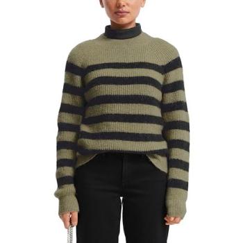 Stehkragen Strickpullover in Grün-Schwarz