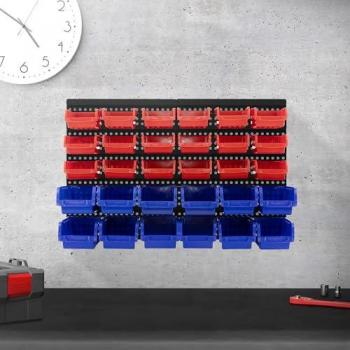 Étagère à Outils avec Compartiments Étiquetables et 30 Bacs