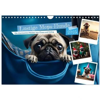 HollywayArt, HollywayArt: Lustige Mops-Hunde: Die charmanten Meister von Chaos und Unfug (Wandkalender 2025 DIN A4 quer), CALVENDO Monatskalender
