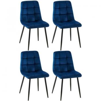 4 chaises de salle à manger en tissu velours avec pieds noirs