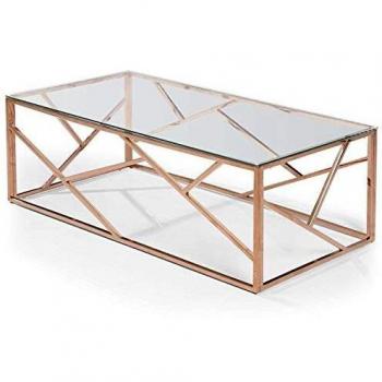 Table Basse Design Or Rose Verre