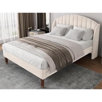 Sommier à Lattes ModernLuxe – Lit adulte 160x200 cm en velours beige