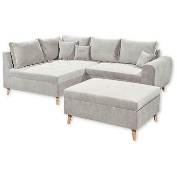 ED EXCITING DESIGN Ecksofa »Calanda L-Form«, beige, mit Hocker, Rücken